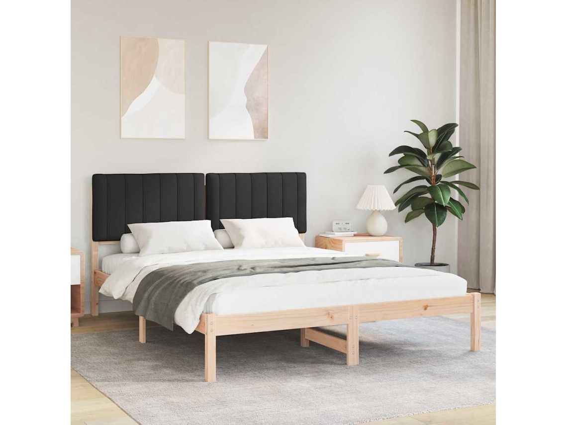 Vidaxl Estrutura De Cama Com Cabeceira Estofada Preto 150 X 200 Cm