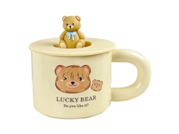 Caneca Criativa de 330Ml para Café Da Manhã com Tampa Caneca Doméstica para Água Ideal para Escritório Feminino NEVEANCE