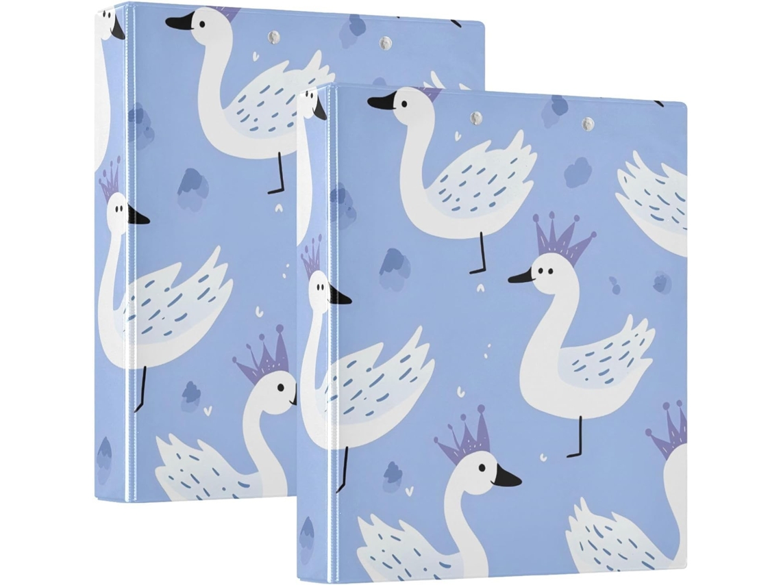 Massa Escolar De 1,5 Polegadas, Com Desenho De Coroa Cisne, 3 Argolas Com Prancheta, Pacote Com 1 2 Pastas Sortidas