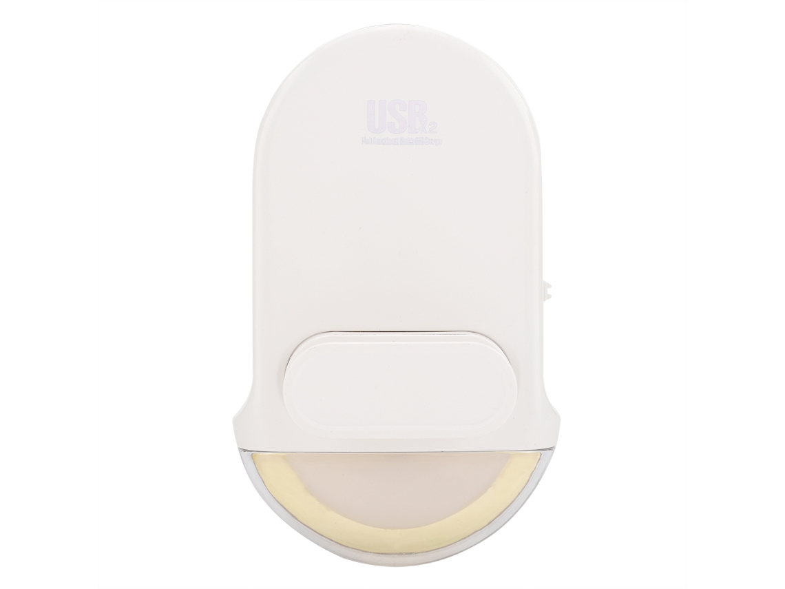 Luz noturna LED inteligente com sensor e carregador USB duplo, 100-250 V (ouro rosa, plugue do Reino Unido)