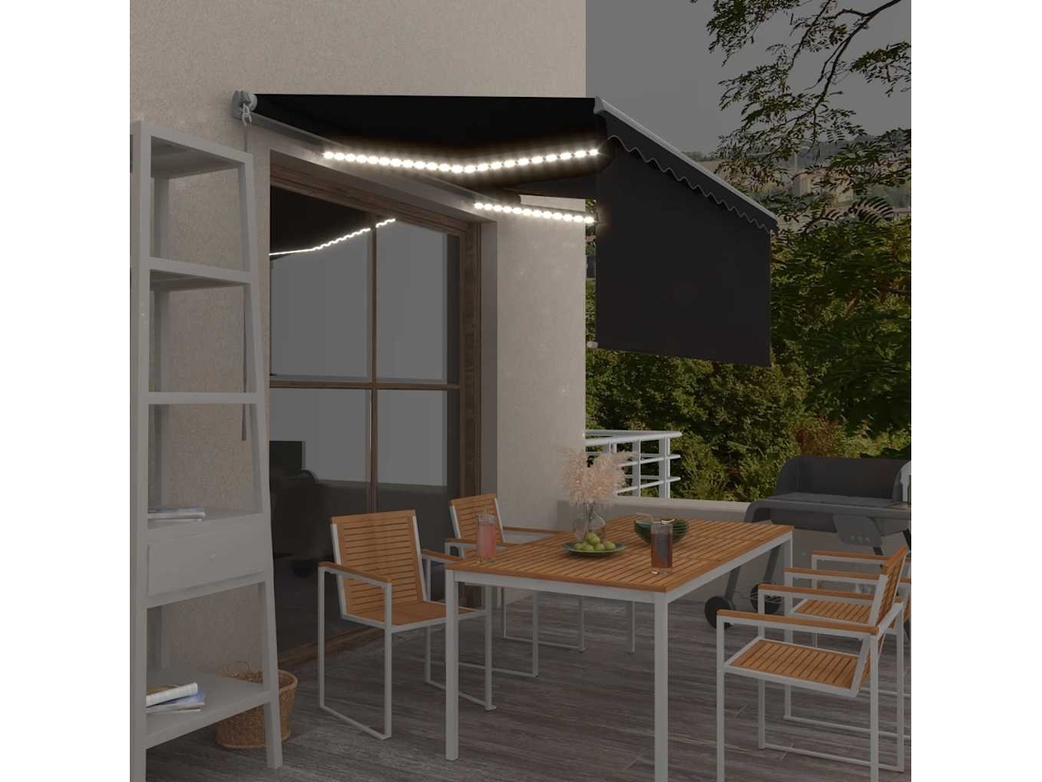 Vidaxl Toldo Retrátil Manual Com Estore/led 3x2,5 M Antracite