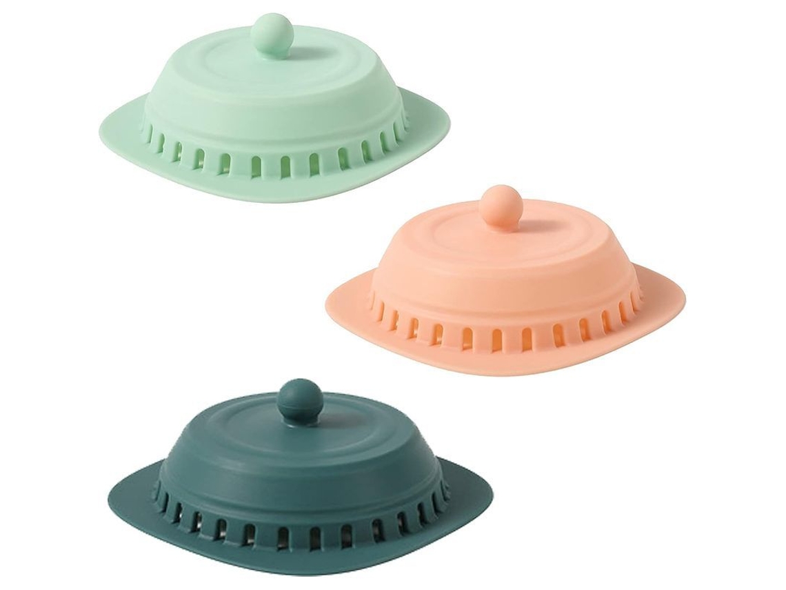 2026 3 Captadores de Pelo de Silicona, Tapones de Drenaje Duraderos, para Bañera Cocina Baño (verde Oscuro, Verde Claro, Rosa)