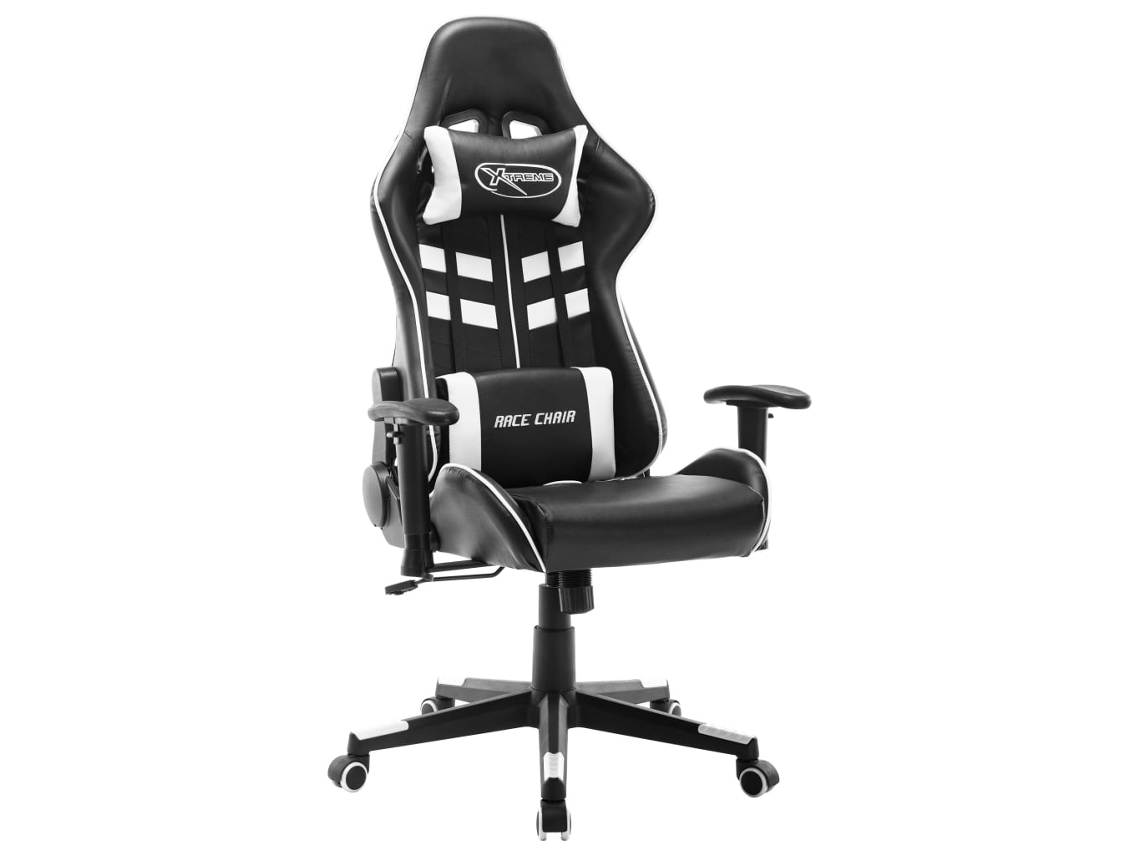 Vidaxl Cadeira De Gaming Couro Artificial Preto E Branco