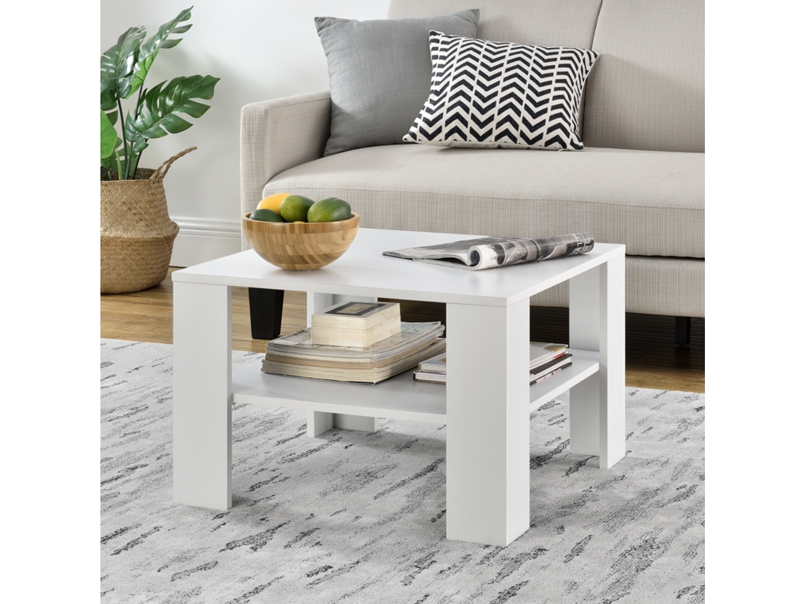 Mesa de Centro [EN.CASA] Aachen  (Branco - MDF - 60 x 60 x 40 cm)