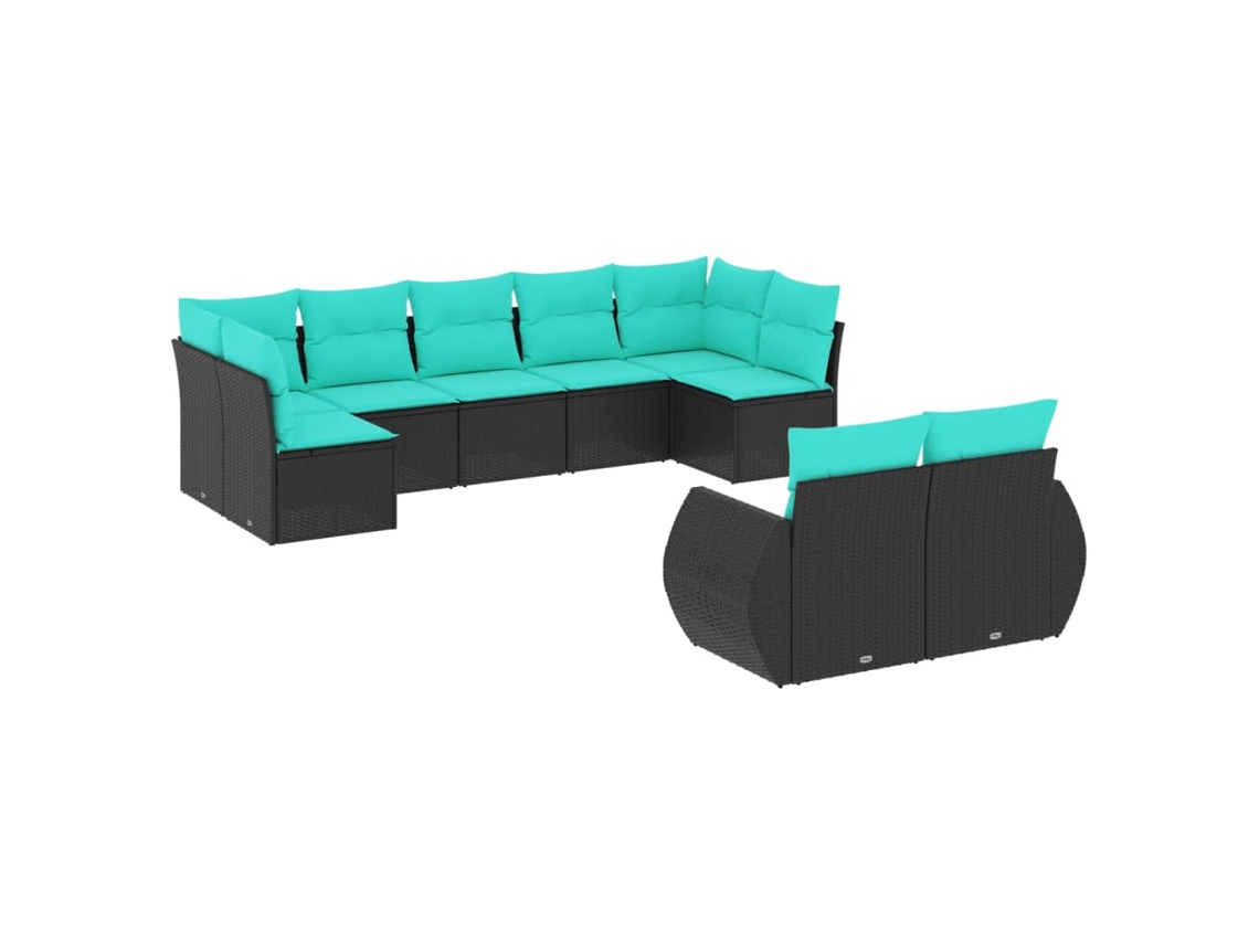 Conjunto de Sofá de Jardim, 5 Peças, Almofadas, Rattan Preto MAISON EXCLUSIVE