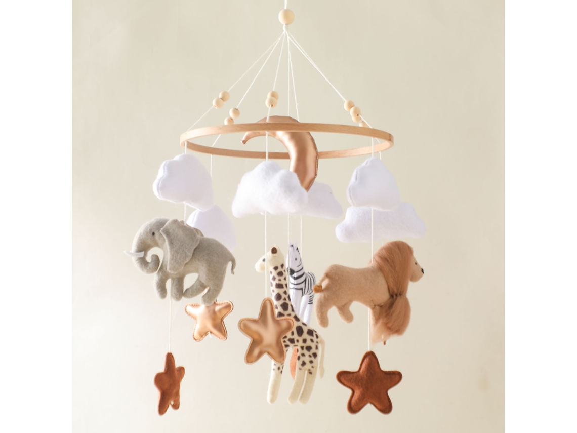 Móbile para Berço Infantil, Carrinho de Bebê, Chocalho Relaxantemóbile de Cama Reino Animal CHENNNLS