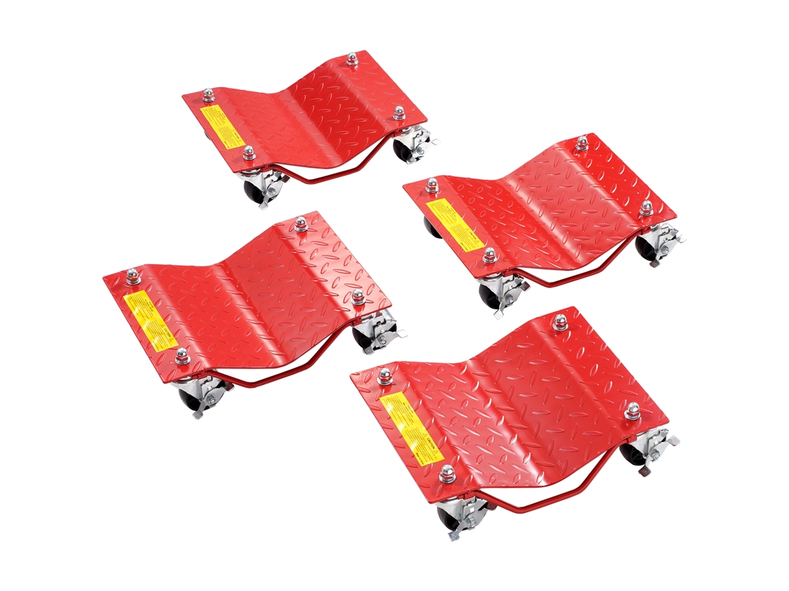 Plataforma Rodante para Rodas, 4 Peças, Carrinho com Rodas Capacidade Total de 3,6 T, Resistente Aço Mover Automóveis, Caminhões, Reboques