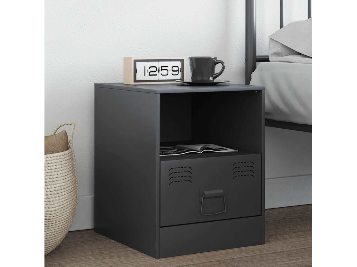 Vidaxl Mesa De Cabeceira 34,5x39x44 Cm Aço Antracite