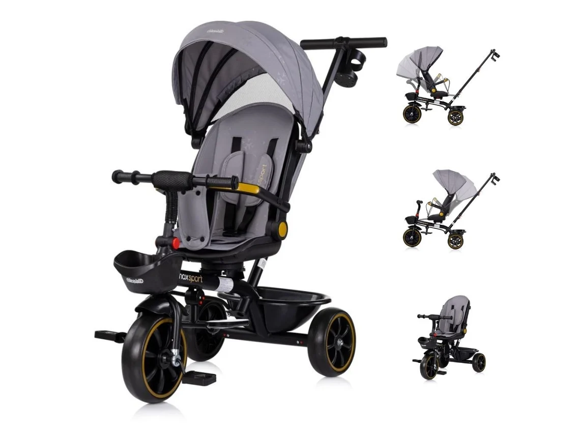 Triciclo Com Capota E Pega Para Os Pais Max Sport De Chipolino - Anthracite