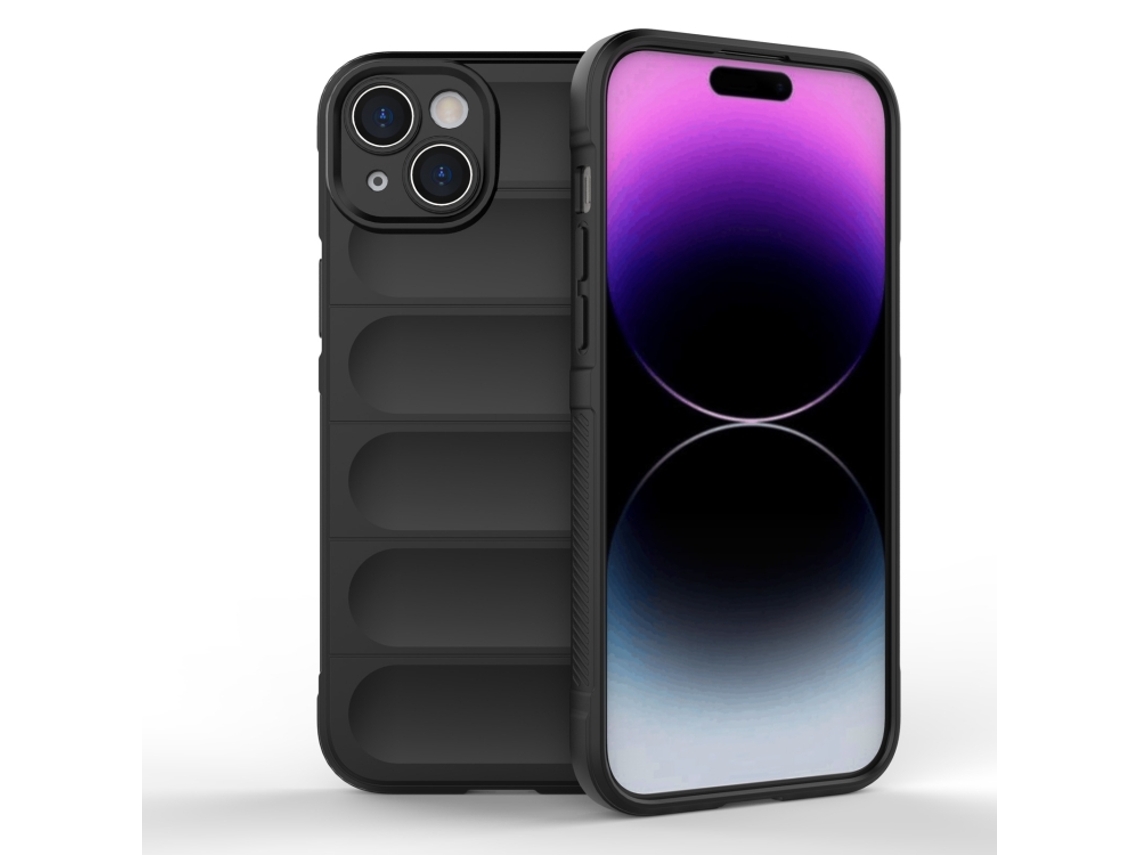 Capa Halinuia Para Iphone 15 Plus Magic Shield Tpu Preto (proteção Total, Interior Em Flanela)