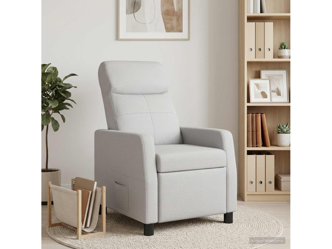 Vidaxl Reclinável Cinza Nuvem Tecido