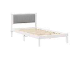 Estrutura de Cama com Cabeceira Estofada em Cinzento Claro MAISON EXCLUSIVE