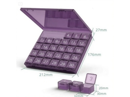 Organizador de Comprimidos CHRUI 4 Semanas Grandes Compartimentos Sem Bpa (roxo)