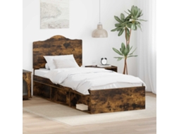 Vidaxl Estrutura Da Cama Com Cabeceira Carvalho Defumado 90 X 190 Cm