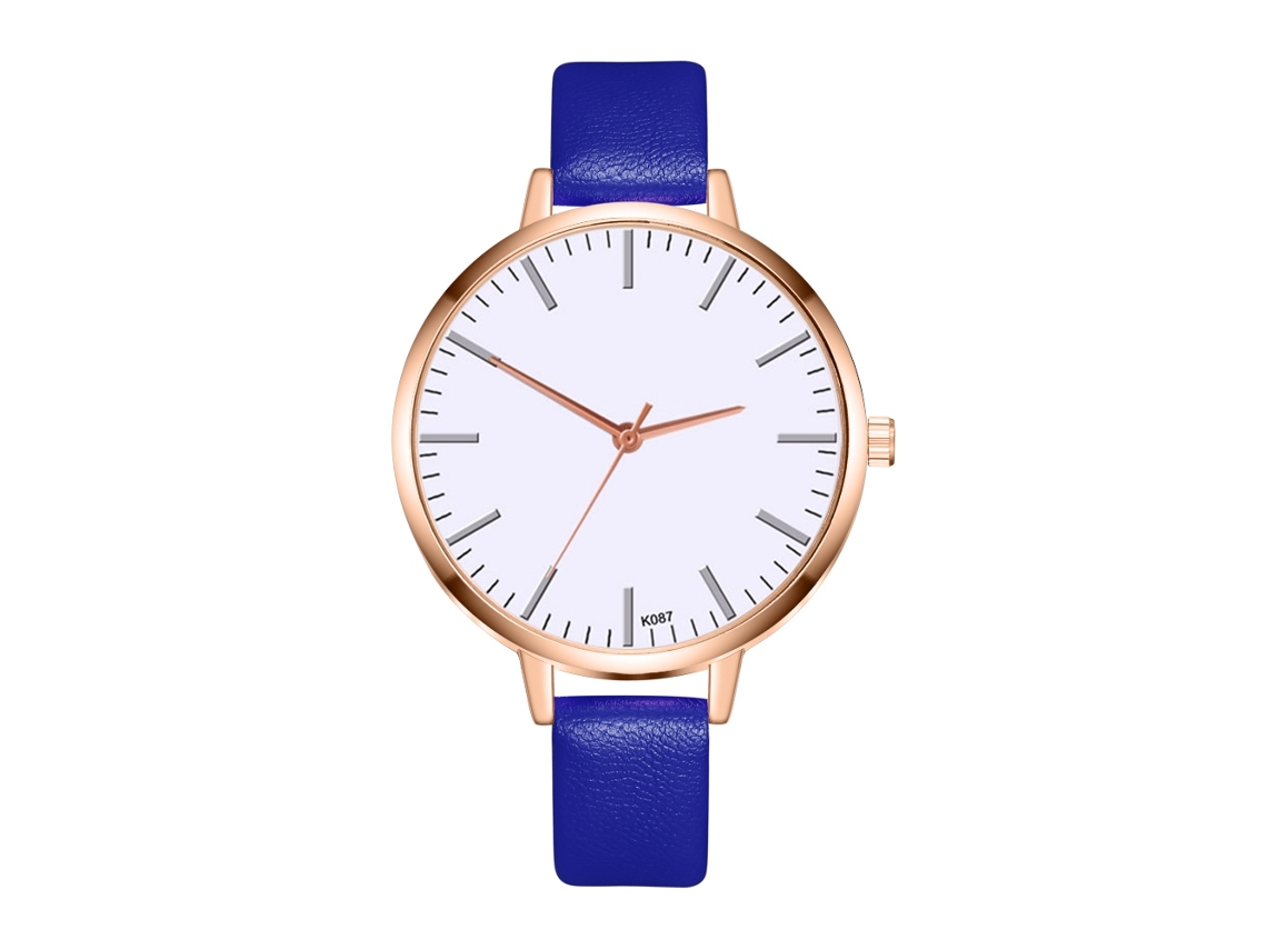 Relógio de Pulso Feminino de Quartzo com Mostrador Redondo Elegante Azul