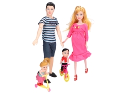 Primerox conjunto de Bonecas Família com Pai Mãe Grávida Filhos Bicicleta Patinete Presente Educativo 7+