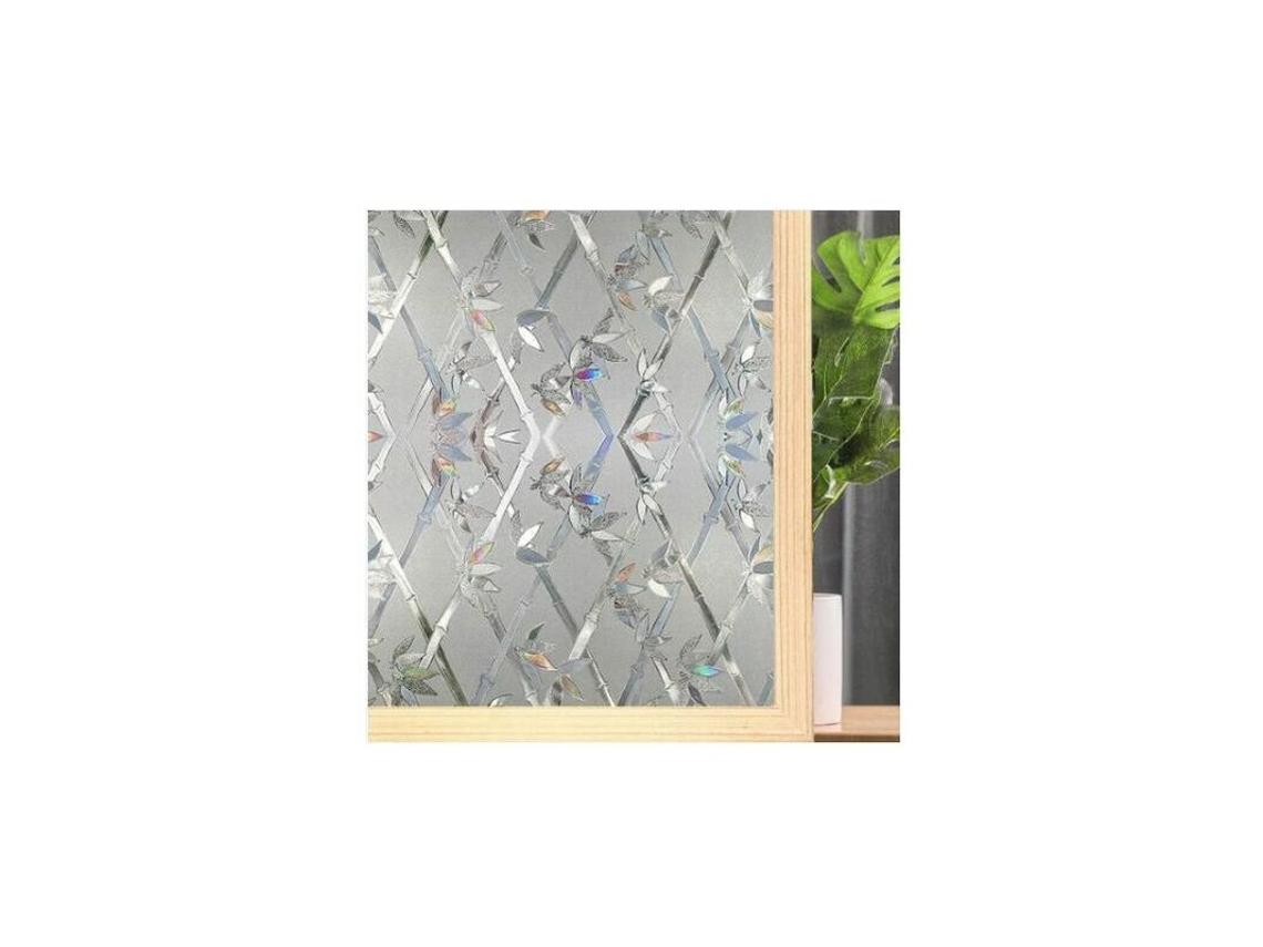 Película Eletrostática Laser Bamboo Sem Cola Para Janelas. Transparente E Opaca Proteger A Privacidade. 45x200cm