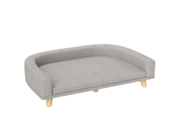 Sofá Para Cães Com Almofada E Pés De Madeira, Cama Elevada Para Pets, 98x67x25 Cm, Cinza