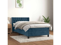 Vidaxl Cama Com Molas/colchão 90x190 Cm Veludo Azul-escuro