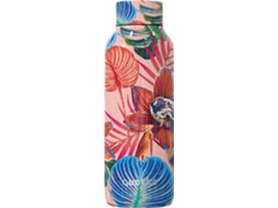 Garrafa Térmica 510 Ml De Parede Dupla Com Estampa De Flores Tropicais