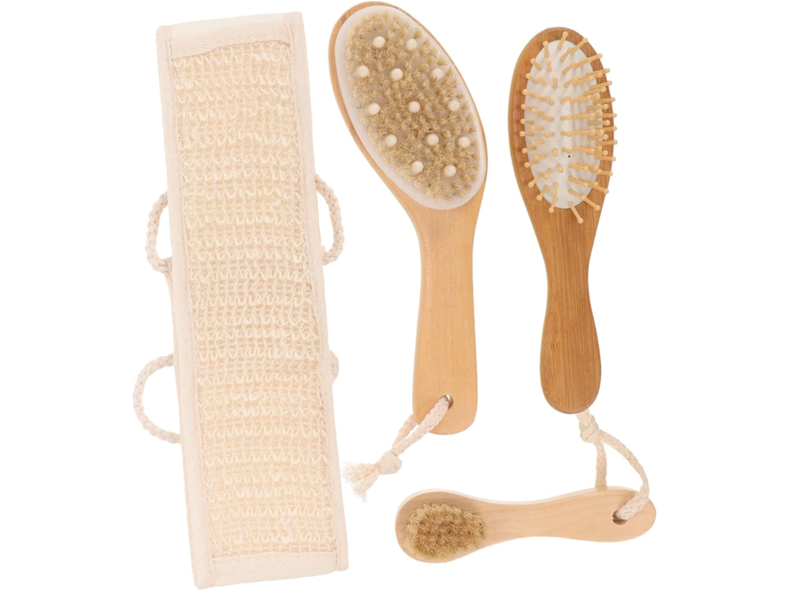 Conjunto De 4 Escovas Banho Esfoliantes Unissex Para Spa Em Casa E Limpeza Completa Do Corpo