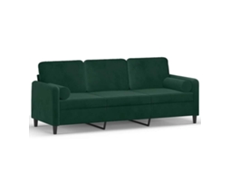 Maison Exclusive - Sofá 3 Lug. C/ Almofadas Decorativas 180 Cm Veludo Verde-escuro