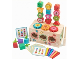 Brinquedo Educativo De Madeira Para Encaixar Formas, Com Engrenagens