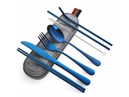 Guarda-louças Azul Inox 23,9x7,9cm 7 Unidades Com Capa