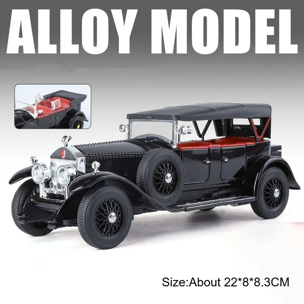 (preto Fantasma) Miniatura De Carro Retrô Em Escala 1:24 - Funções De Som E Luz - Portas Que Abrem