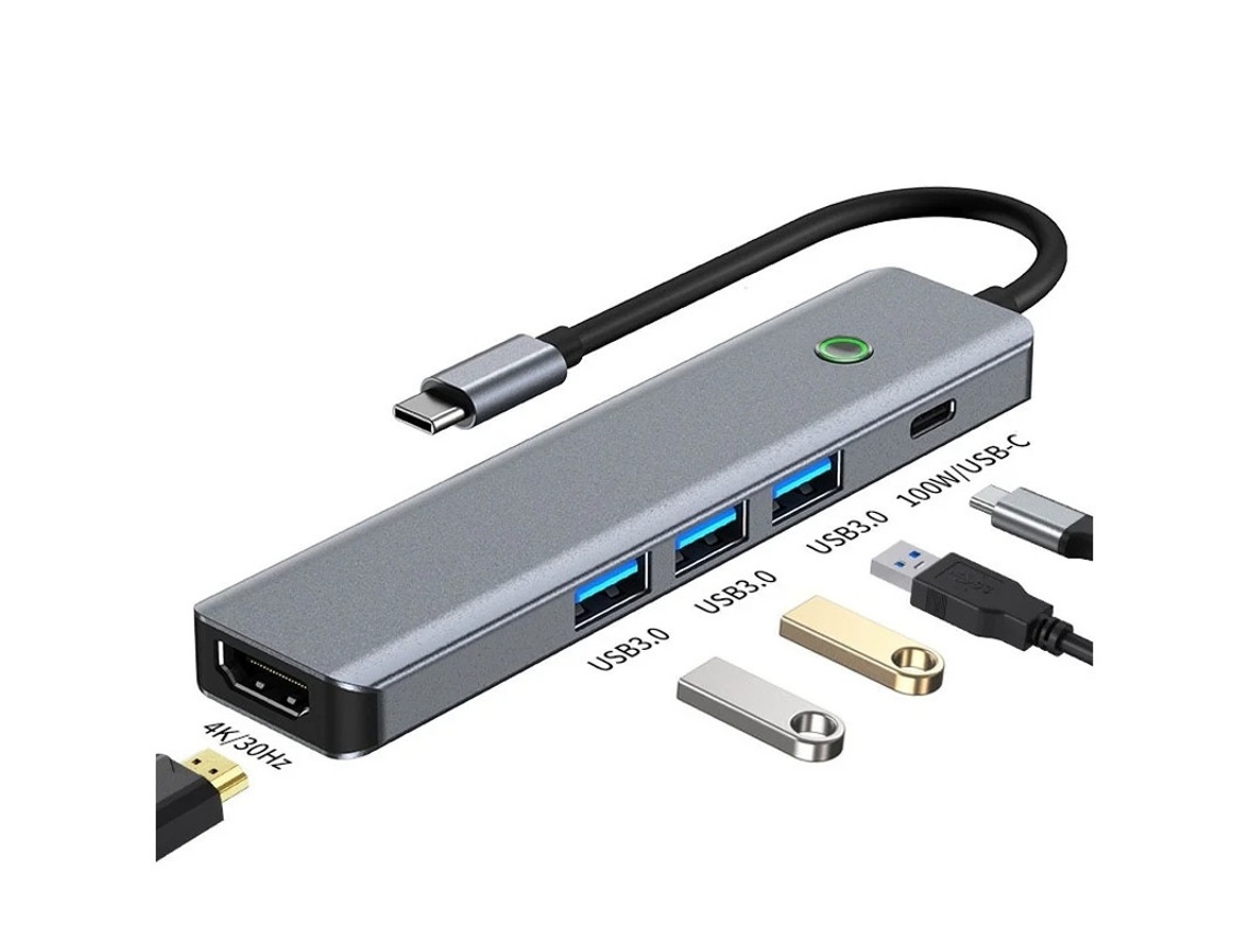 Hub USB para USB C 6 em 1 Adaptador USB com botão de liberação de tecido de um toque para proteger a privacidade pessoal Divisor HDMI com Yizhood