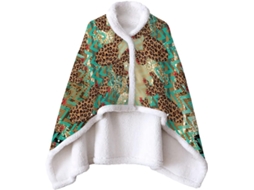 Manta de Lã Sherpa Fansu Xale Grossa e Macia para o Inverno Estampa Leopardo com Botões Quente Microfibra Adul