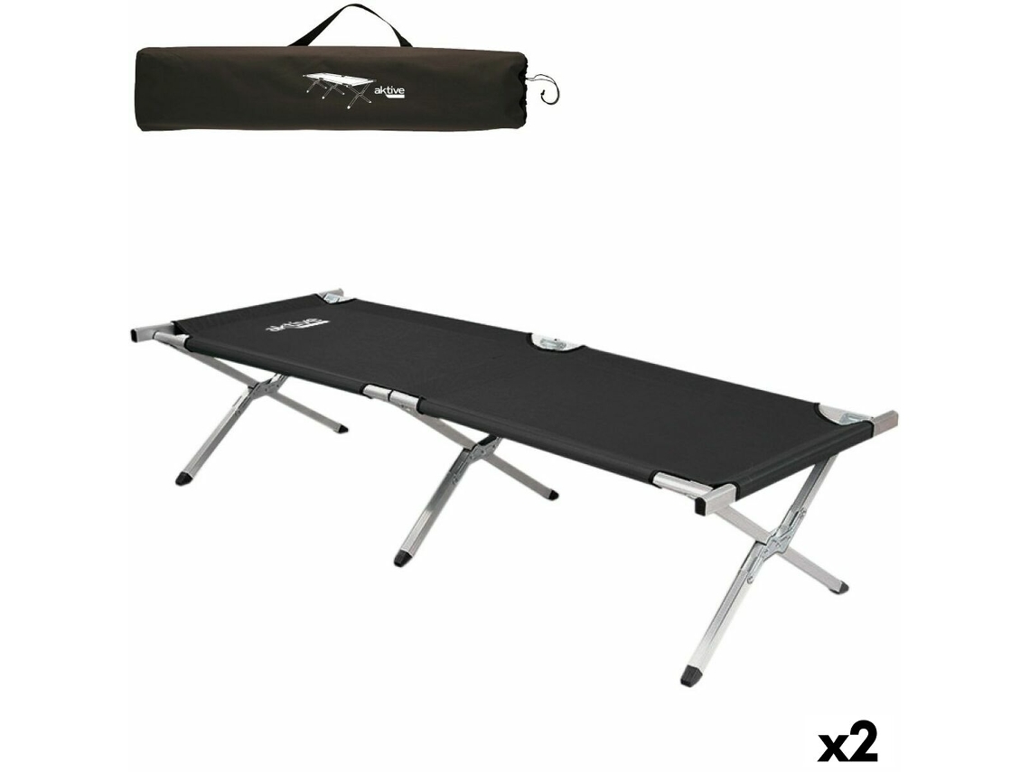 Cama Aktive Preto Dobrável 190 X 42 X 64 Cm 2 Unidades