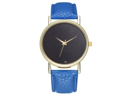 Relógio de pulso analógico de quartzo com mostrador redondo elegante (azul royal)