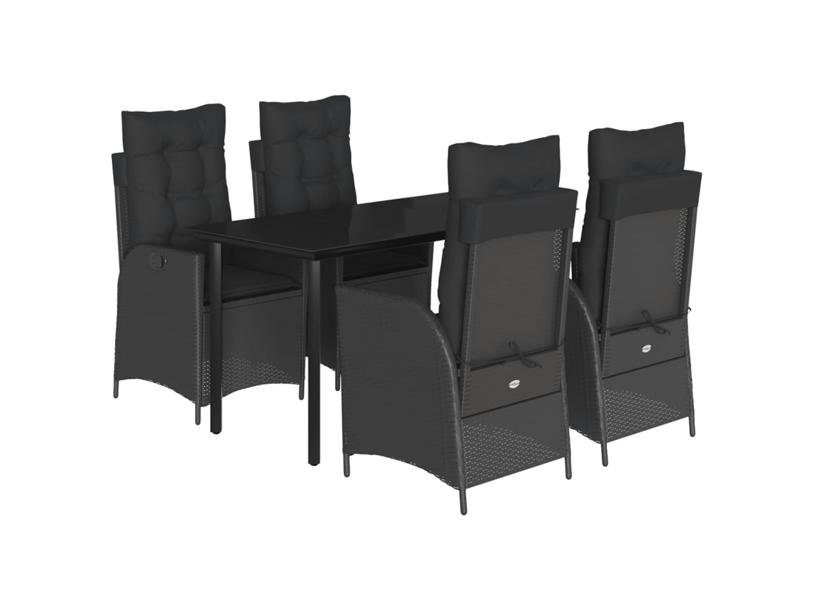 Garden Dining Set, Garden Dining Sets Vidaxl Preto Rattan / Vime (140 X 70 X 74 Cm)