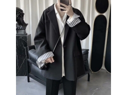 Jaquetas Casual Masculinas Estilo Lazer, Soltas E Modernas, Estilo Coreano, Primavera E Outono Blackb