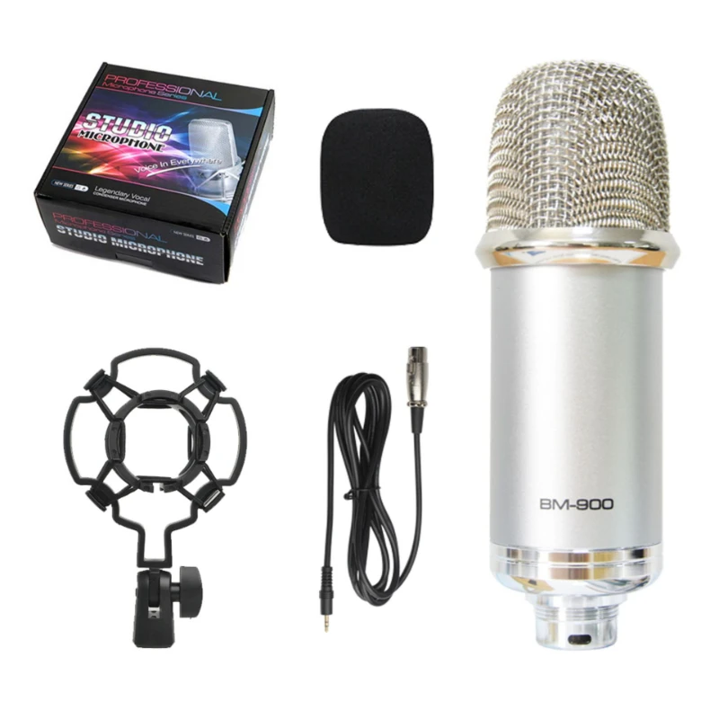 Microfone Condensador para Estúdios de Gravação de Karaokê e Transmissões Ao Vivo. MDUG (prateado)