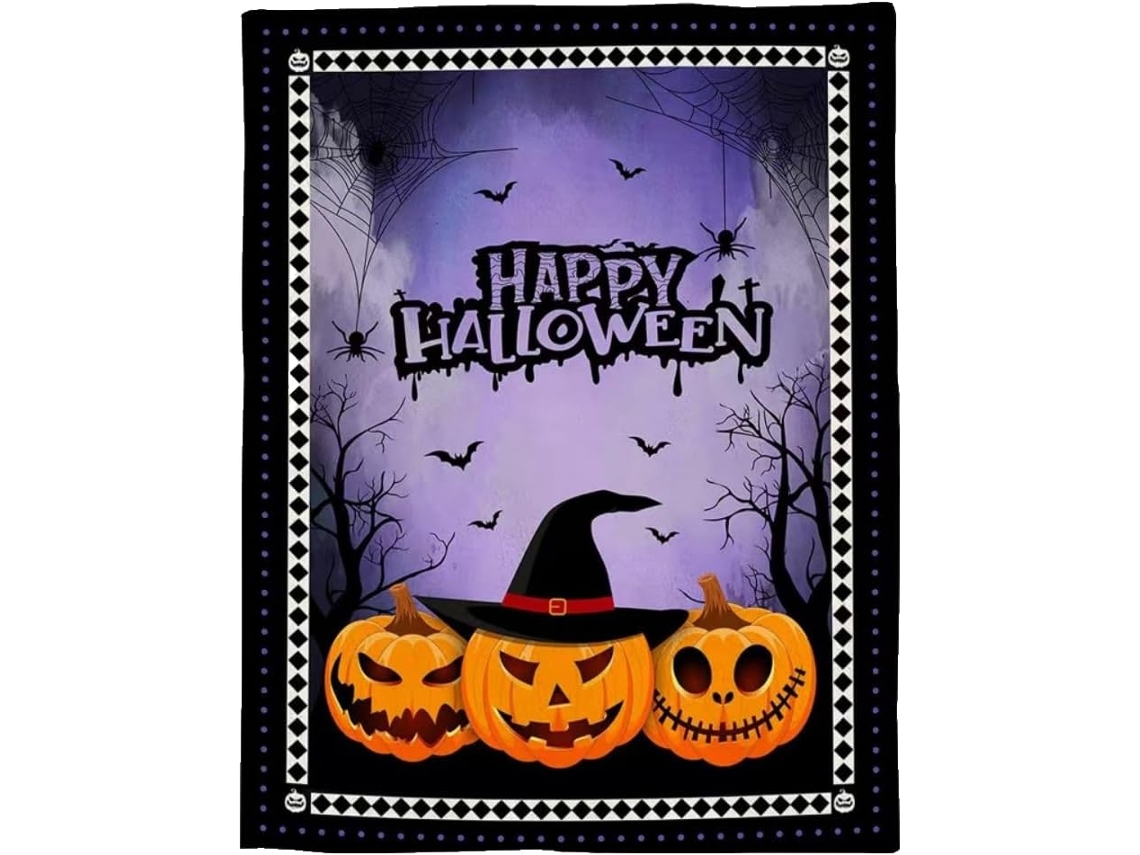 Manta Xadrez de Abóbora Syjym Flanela com Tema Ação Graças e Halloween para Ar Condicionado, Macio, Quente, Id