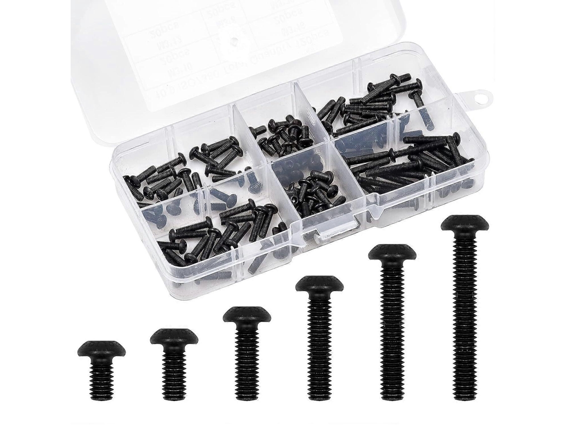 120 Parafusos de Aço Carbono M3 com Cabeça Hexagonal para Casa e Oficina | S/MARCA