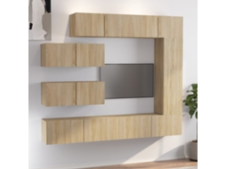 Vidaxl Conjunto Móveis De Tv 7 Pcs Madeira Processada Carvalho Sonoma