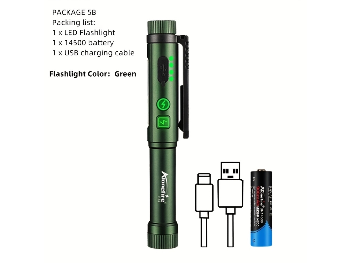 Lanterna Portátil Compacta e Potente com Design Cob, Alto Brilho Adequado para Vários Cenários, Capacidade de Carregamento Usb Recarregável STELASPLEN
