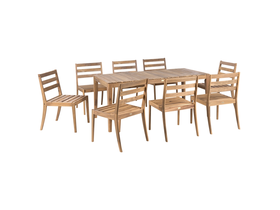 Conjunto De Comedor Exterior 8 Plazas Beliani Chioggia De Madera De Acacia Certificada Marrón 180x90x75