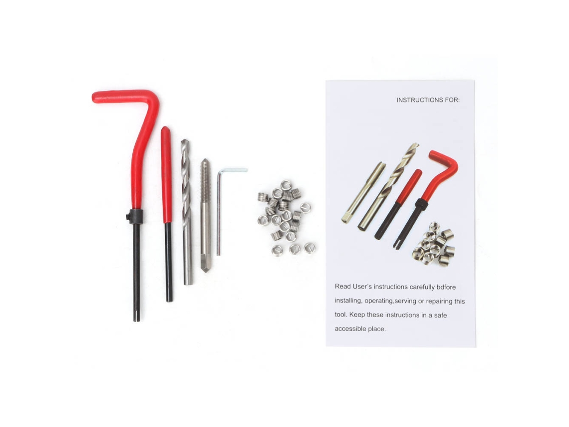 Kit De Ferramentas De Reparação Com Rosca M5*0.8, Parafusos, Cavo Espiral, Broca E Chave Allen Hexagonal, 25 Peças
