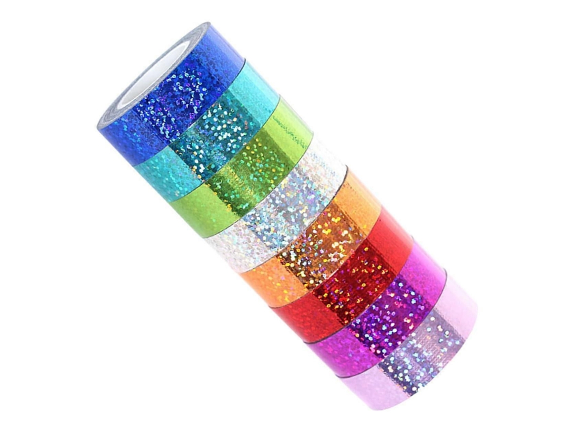 Conjunto de Fita Adesiva Decorativa com Glitter, Refletora para Artesanato, T Ecido Decoração Diy GOKOCO