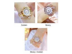 Relógio Feminino de Moda com Pulseira de Metal Analógico com Diamantes Movimento de Quartzo