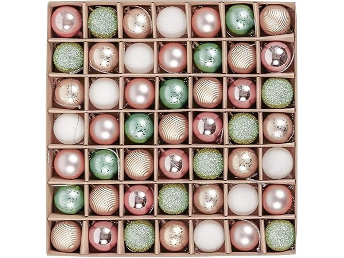 Bolhas de Natal, 49 Unidades, em Caixa Presente, Enfeites de Árvore com Ganchos, Decorações, Ergonômico, Uso Diário STELASPLEN