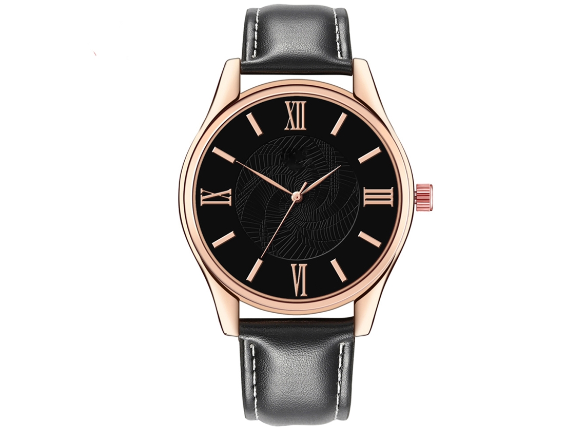 Relógio Masculino de Quartzo com Pulseira de Couro Pu Dial Redondo Estilo Casual e Elegante