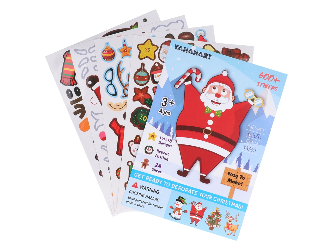 Ats 24 Adesivos de Natal Impermeáveis para Crianças com Desenhos Animados, Adesivos Diy Interessantes para Jogos de Festa