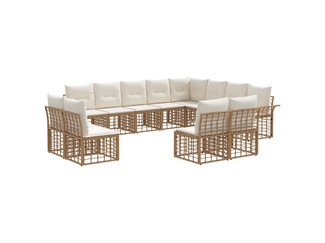 Maison Exclusive - Conjunto De Sofás Para Exterior 12 Unid. Natural E Branco Creme