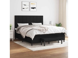 Vidaxl Cama Com Molas/colchão 180x200 Cm Tecido Preto
