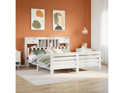 Vidaxl Cama Com Estante Sem Colchão 180x200 Cm Pinho Maciço Branco